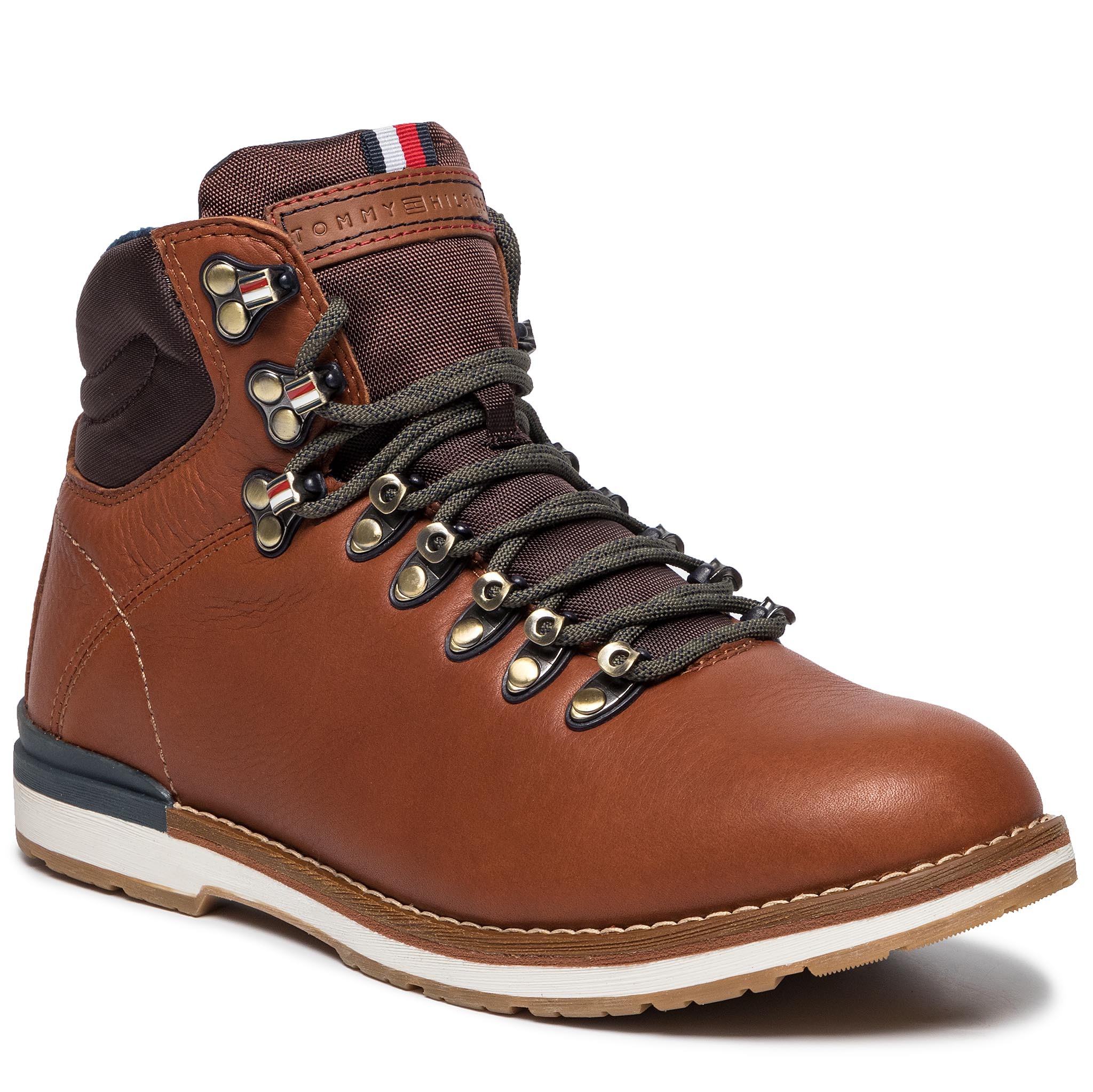 Trappers TOMMY HILFIGER - Outdoor Hiking Lace Leather Bott FM0FM02416 Brandy 601
