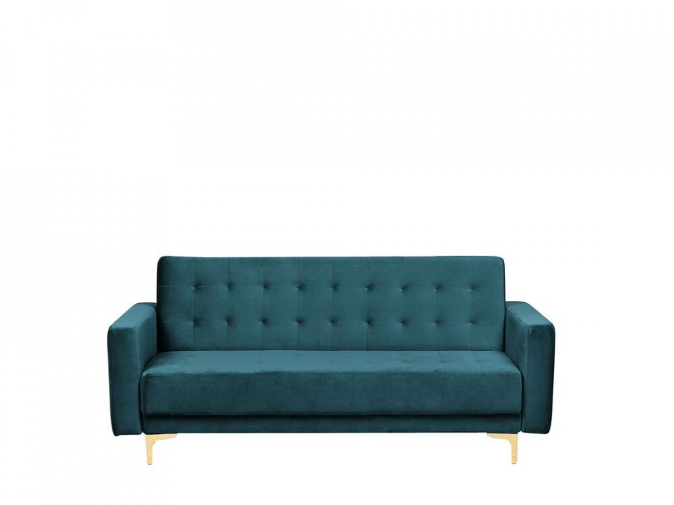 Canapea extensibilă Aberdeen cu 3 locuri din catifea, verde smarald